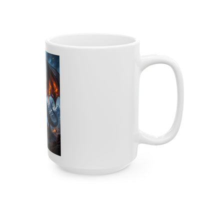 Fire Dragon Ceramic Mug — Fantasy Dragon Coffee Cup (11oz & 15oz)
