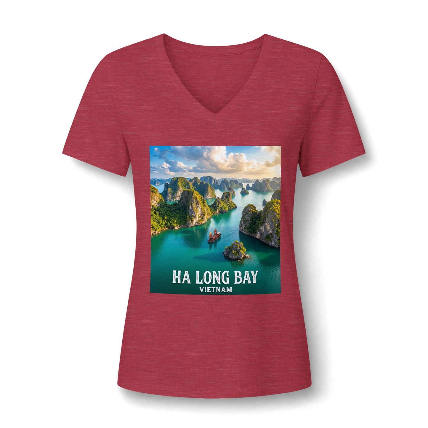 Ha Long Bay Vietnam V-Neck Tee – Scenic Travel Souvenir Tee