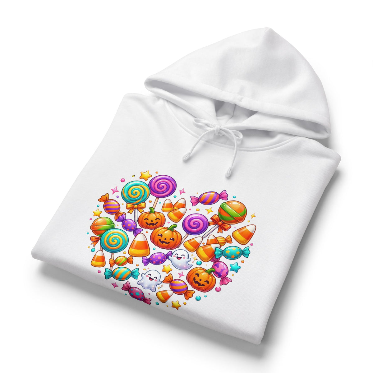 Halloween Candy Heart Hoodie — Cute Pumpkin & Candy Graphic