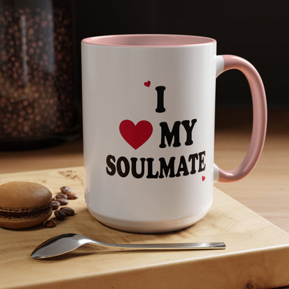 I Love My Soulmate Accent Coffee Mug