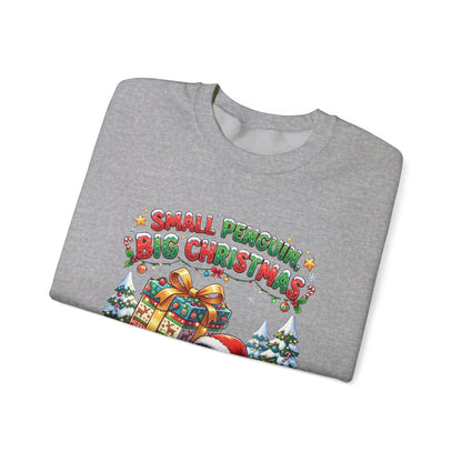 Penguin Christmas Crewneck Sweatshirt — "Small Penguin Big Christmas" Holiday Pullover