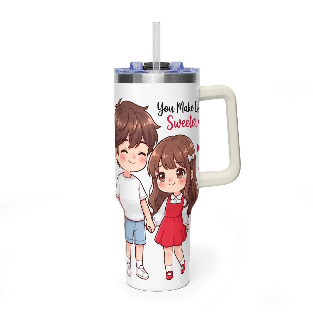 Cute Blushing Boy 40oz Vacuum Thermal Tumbler