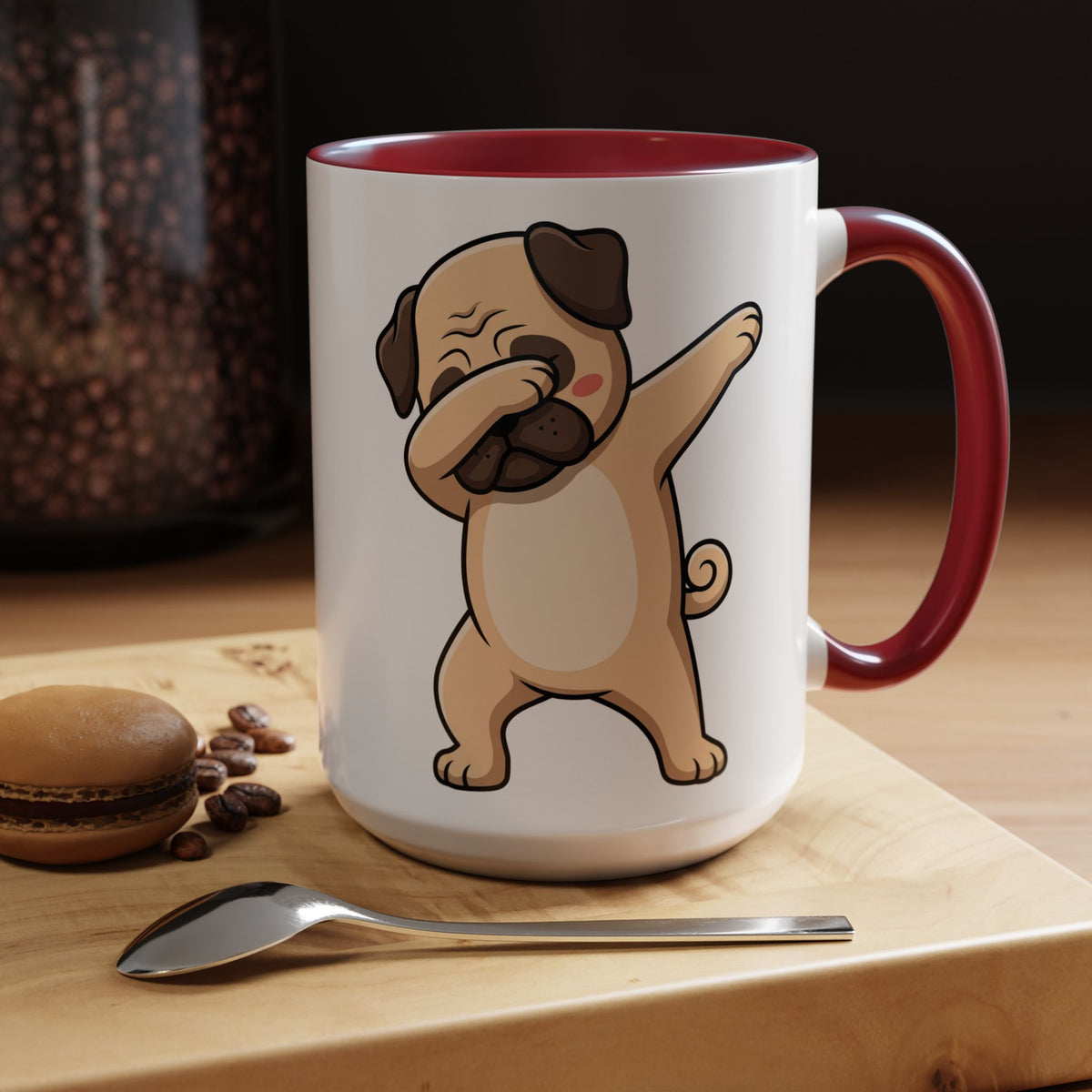 Dabbing Pug Coffee Mug — Cute Dog Accent Mug (11/15 oz)