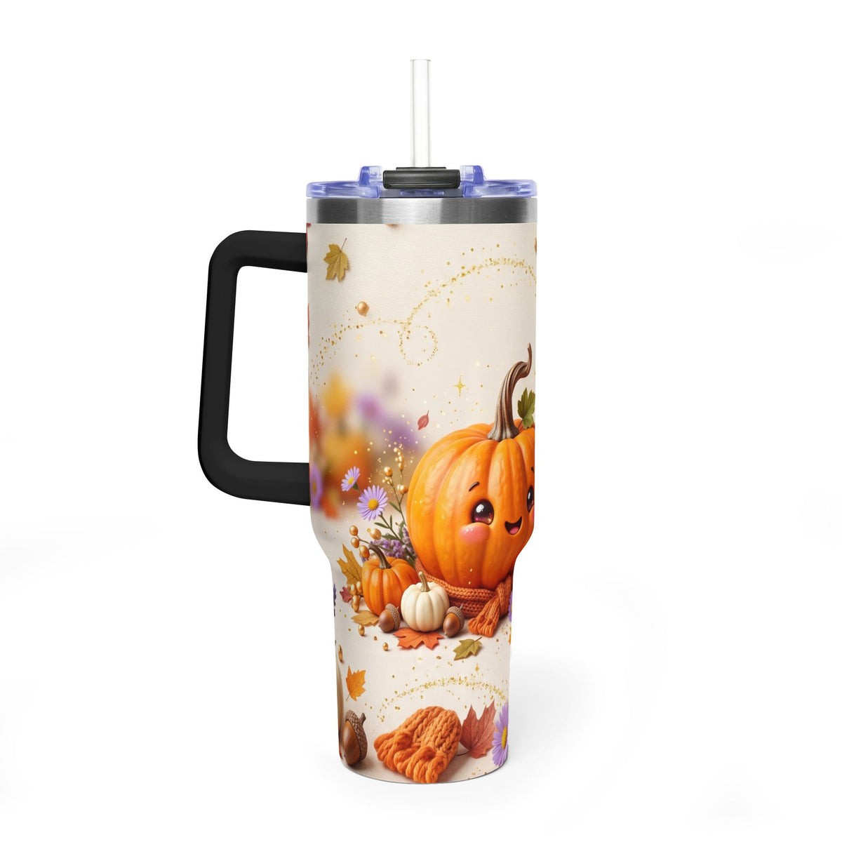 40oz Halloween Cat Vacuum Tumbler with Pumpkin