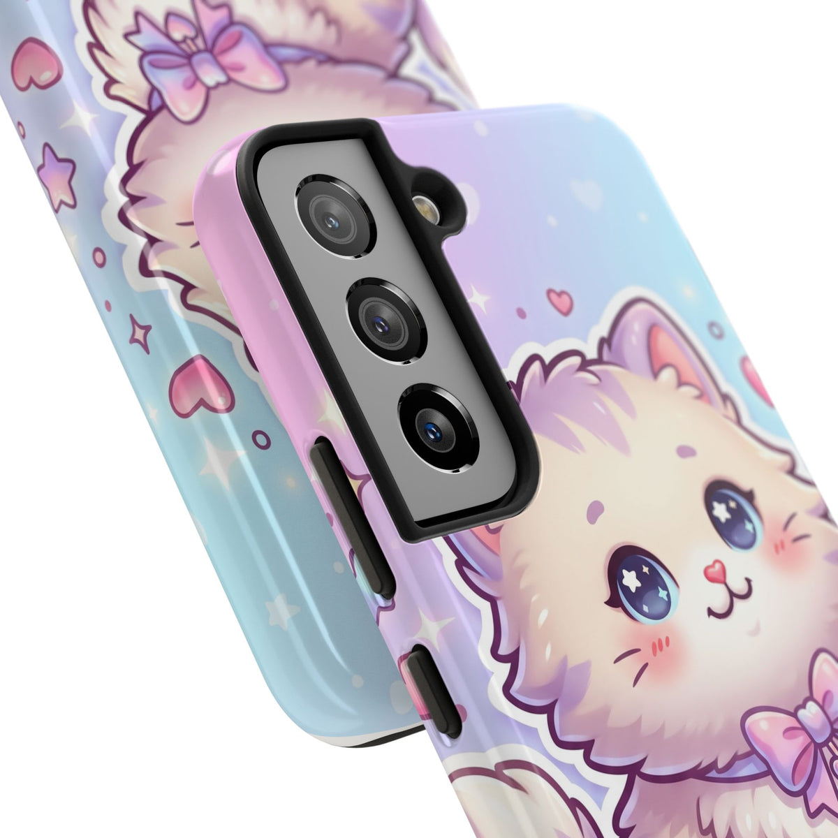 Cute Pastel Kawaii Kitten Tough Phone Case — Cute Cat with Bow Protective Cover