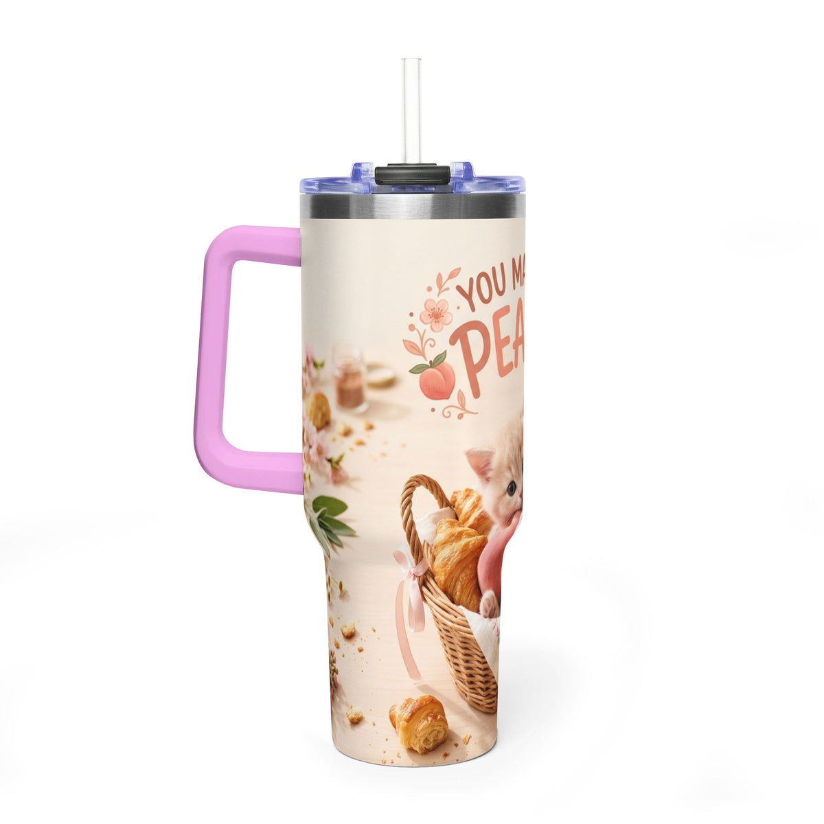 You Make Life Peachy Cat 40oz Travel Tumbler