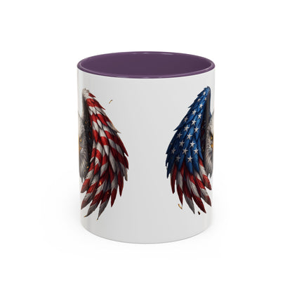 American Flag Eagle Coffee Mug – Patriotic Bald Eagle Accent Mug (11/15 oz)