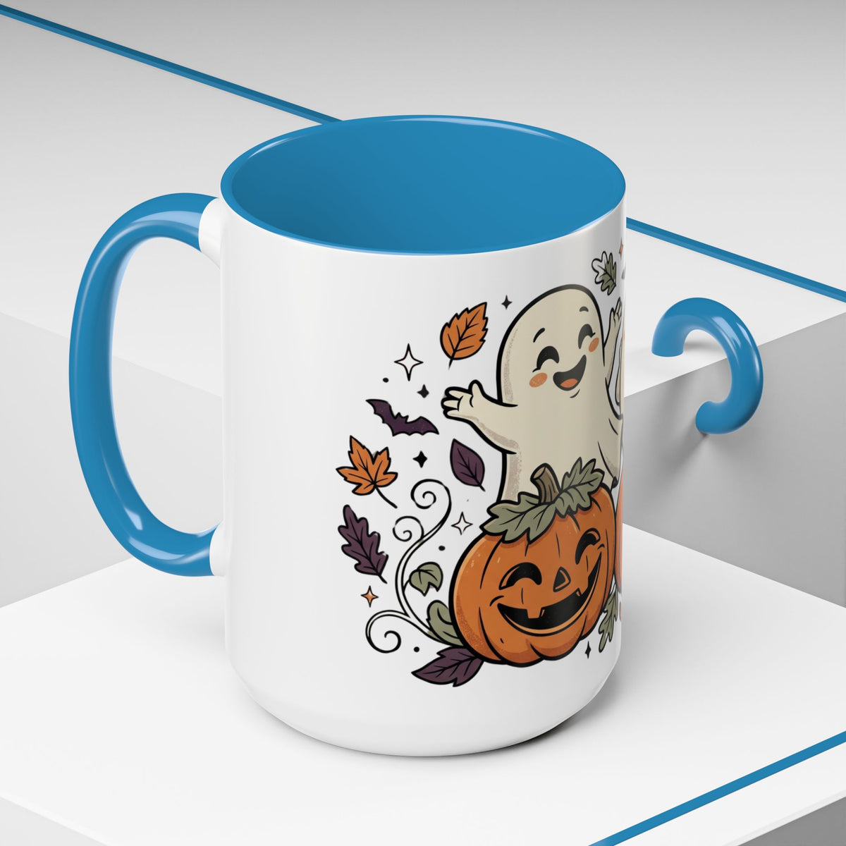 Halloween Ghosts & Pumpkins Coffee Mug — Cute Spooky Accent Mug (11/15oz)
