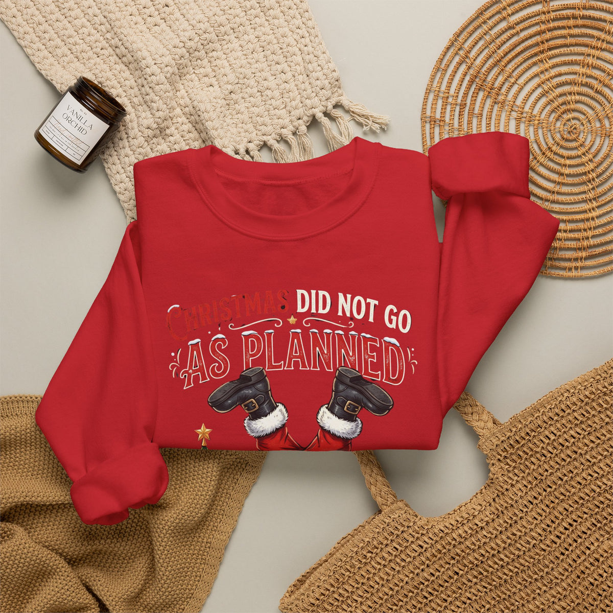 Christmas As Planned Sweatshirt — Funny Santa Tumble Holiday Crewneck