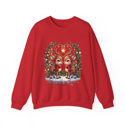 Reindeer In Love Sweatshirt – Cute Christmas Couple Deer Holiday Crewneck