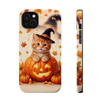 Halloween Kitten Pumpkin Phone Case — Magnetic Impact-Resistant
