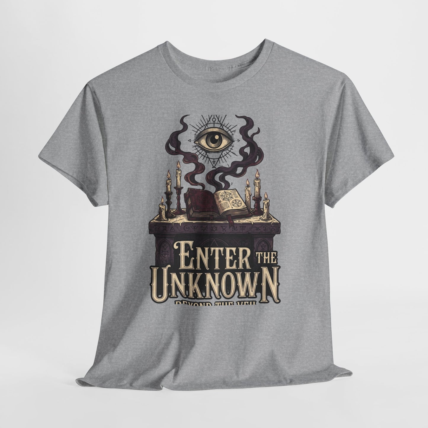 Occult Graphic Tee — "Enter the Unknown" Mystic Eye & Spellbook T-Shirt