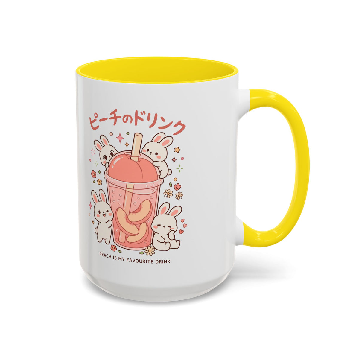 Peach Drink Bunny Mug — Cute Kawaii Coffee Tea Cup (11/15oz)