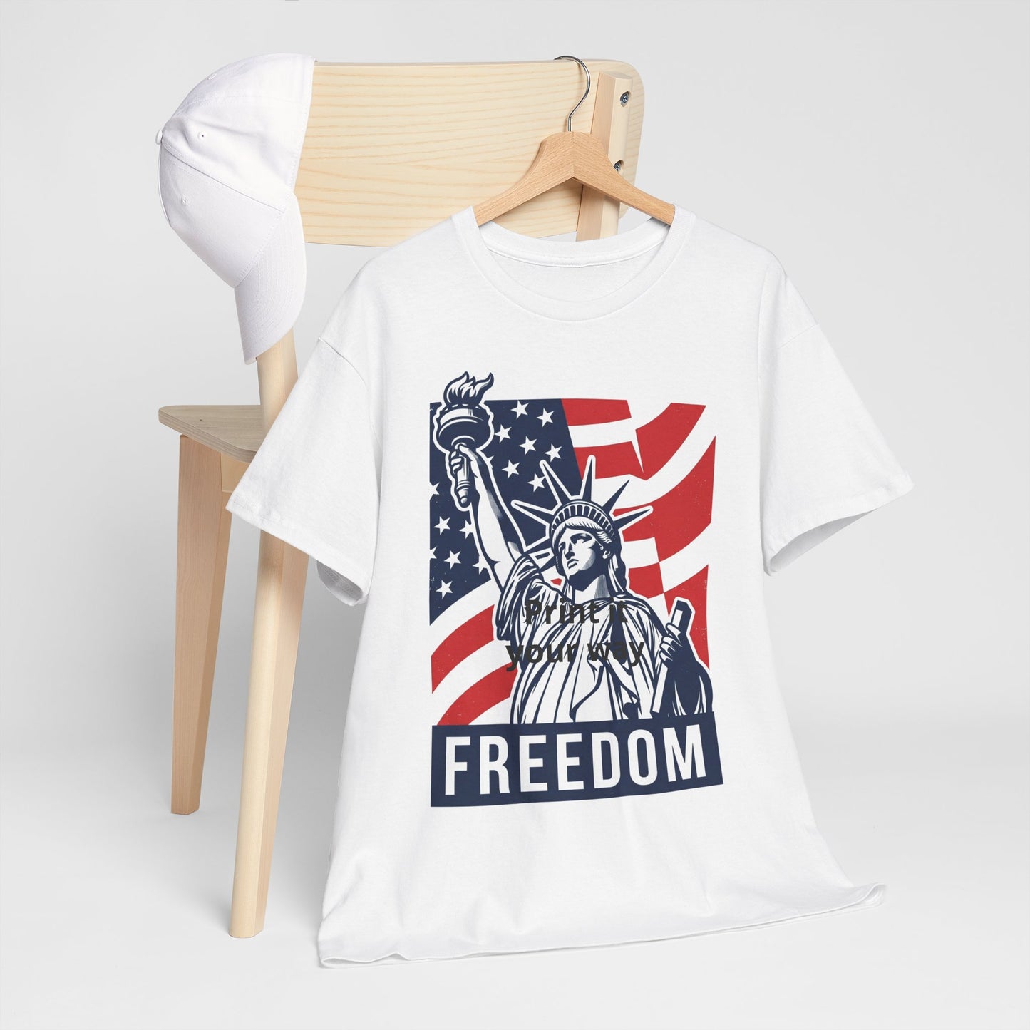 Freedom Statue T-Shirt — Patriotic USA Flag Tee (Statue of Liberty Design)