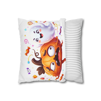 Halloween Pumpkin & Ghost Throw Pillowcase — Cute Spooky Decorative Pillow