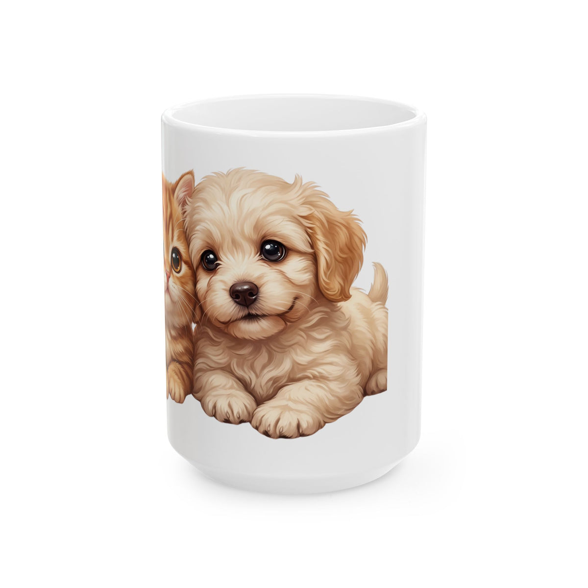 Cute Puppy Ceramic Mug – Adorable Fluffy Puppy Coffee Cup (11oz & 15oz)
