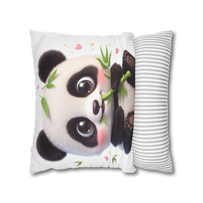Cute Baby Panda Square Pillowcase — Adorable Bamboo-Eating Plush Decor