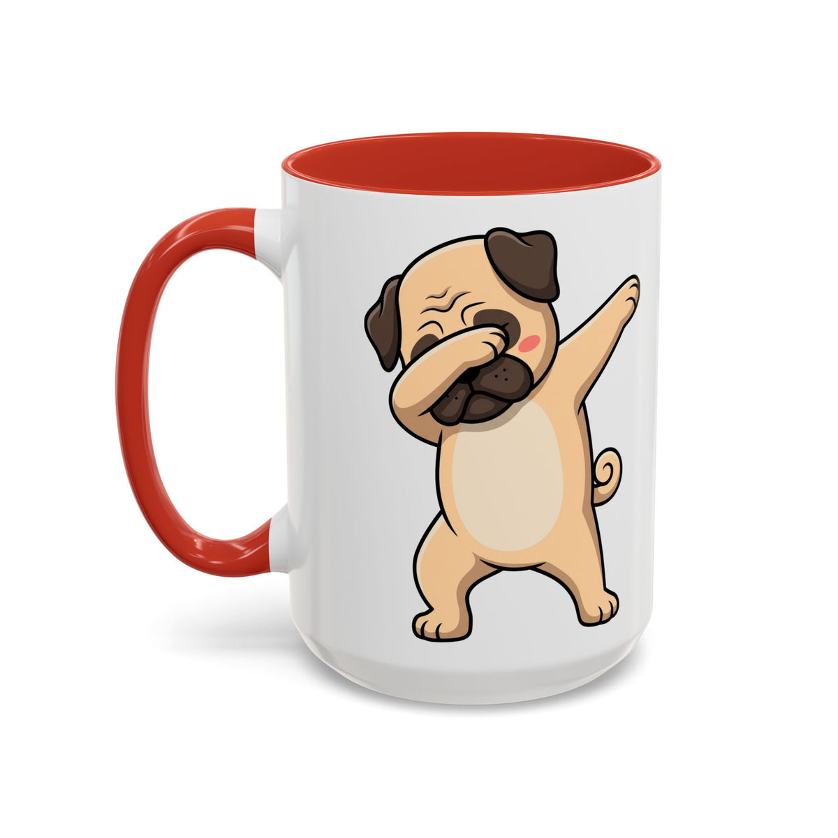Dabbing Pug Coffee Mug — Cute Dog Accent Mug (11/15 oz)
