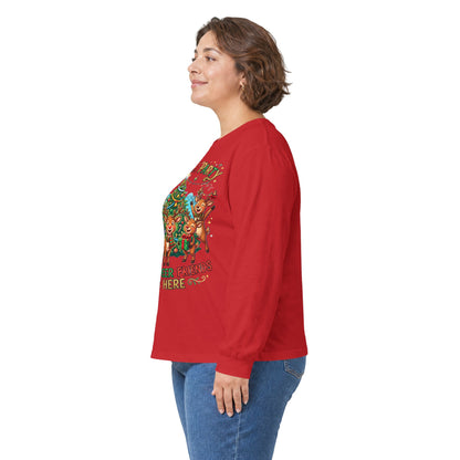 Reindeer Party Long Sleeve Tee — "All the Deer Friends Are Here" Christmas Shirt