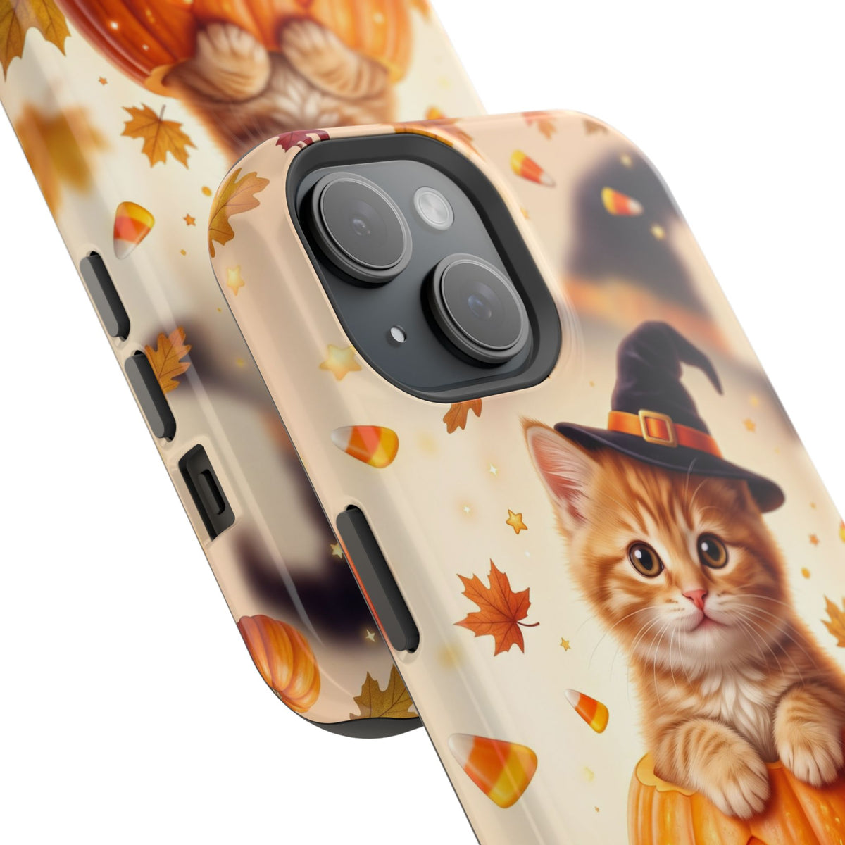 Halloween Kitten Pumpkin Phone Case — Magnetic Impact-Resistant