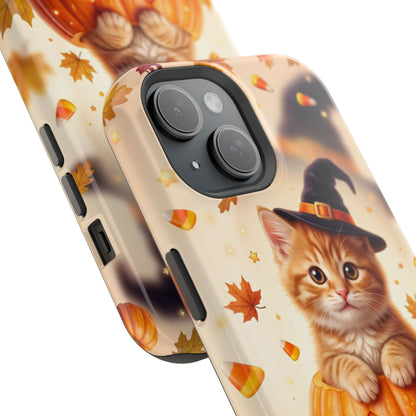 Halloween Kitten Pumpkin Phone Case — Magnetic Impact-Resistant