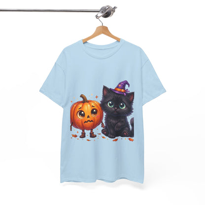 Halloween Black Kitten & Pumpkin T-Shirt