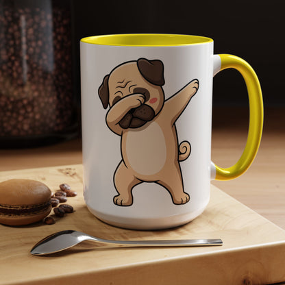 Dabbing Pug Coffee Mug — Cute Dog Accent Mug (11/15 oz)