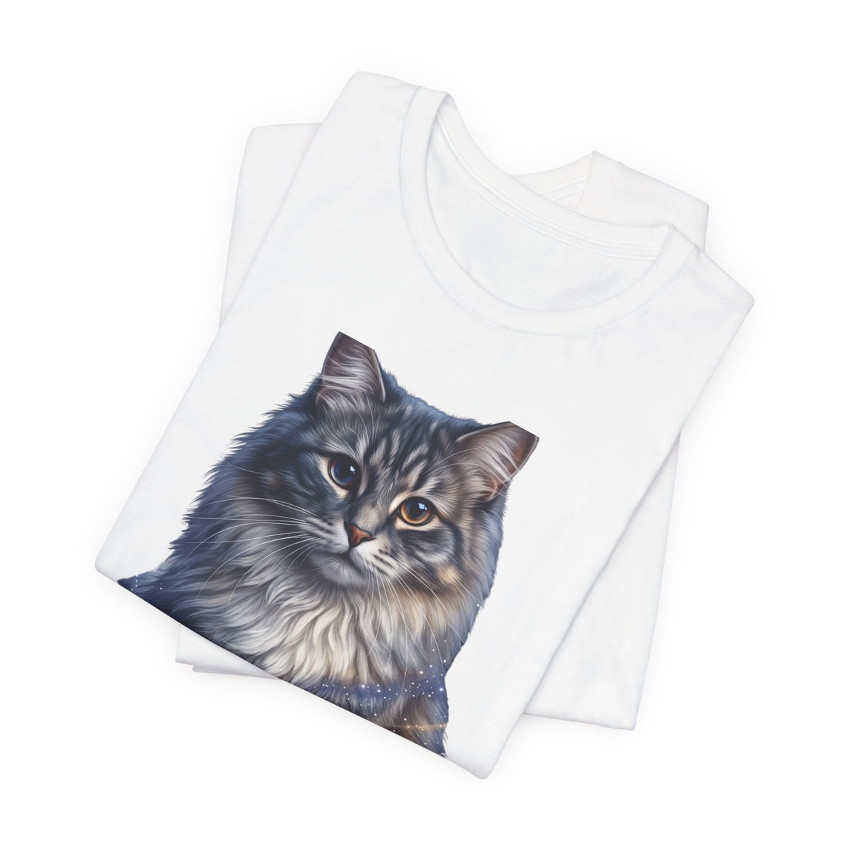 Fluffy Tabby Cat T‑Shirt — Realistic Maine Coon Portrait Tee