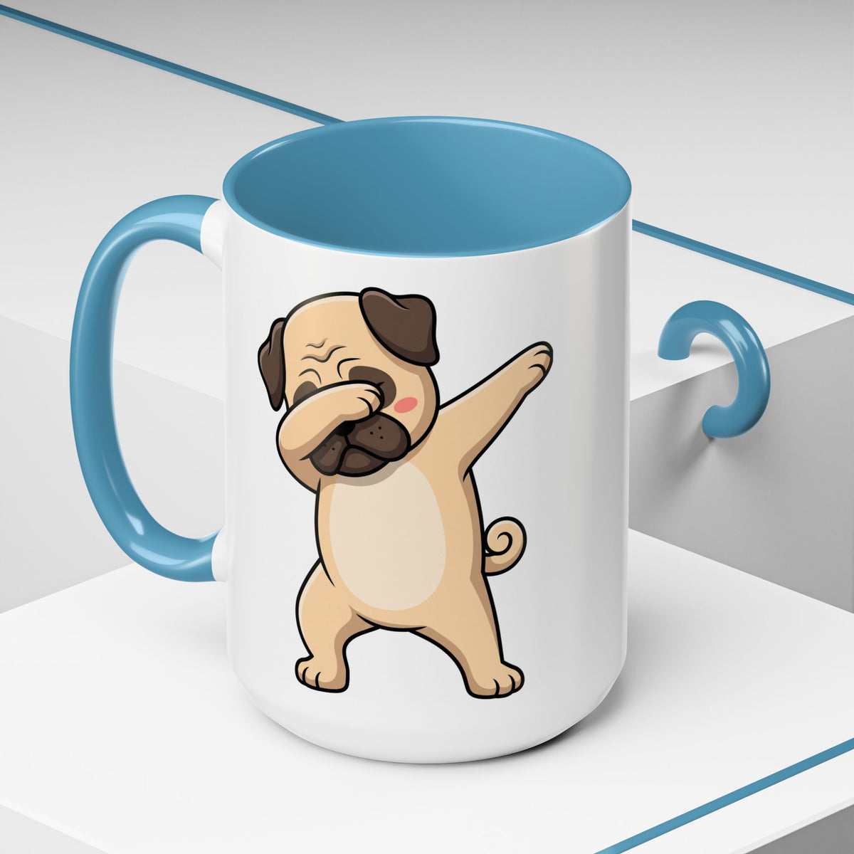 Dabbing Pug Coffee Mug — Cute Dog Accent Mug (11/15 oz)