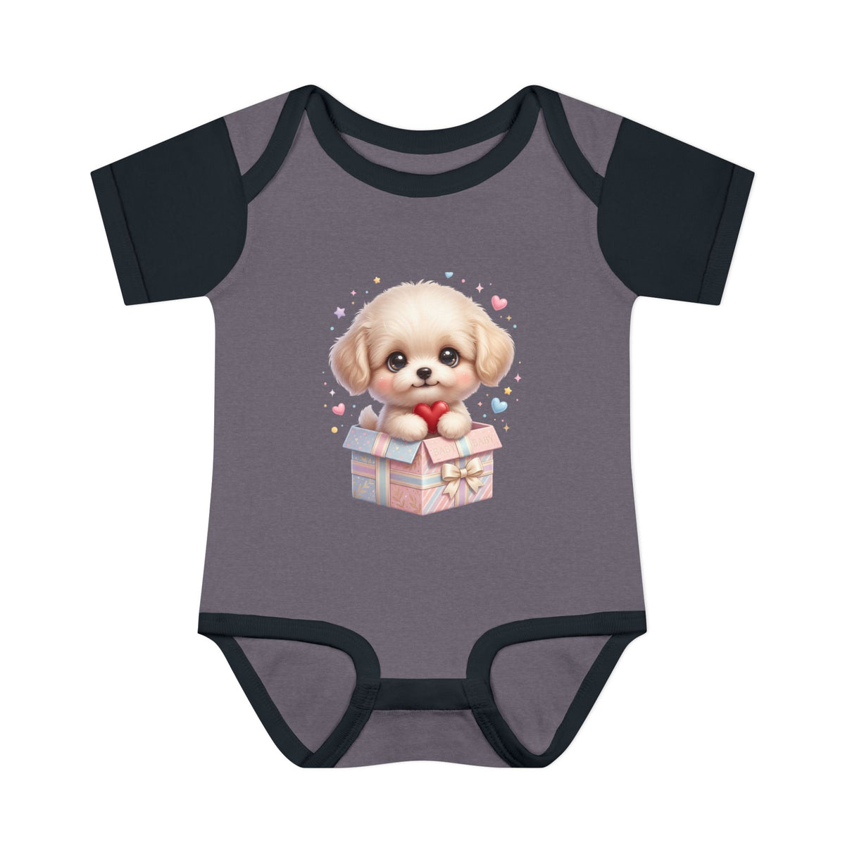 Baby Bodysuit — Cute Puppy in Gift Box Infant Onesie