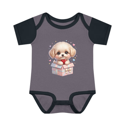 Baby Bodysuit — Cute Puppy in Gift Box Infant Onesie