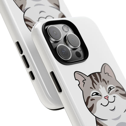 Cute Chubby Cat Phone Case — Protective Tough Case with Smiling Tabby Design