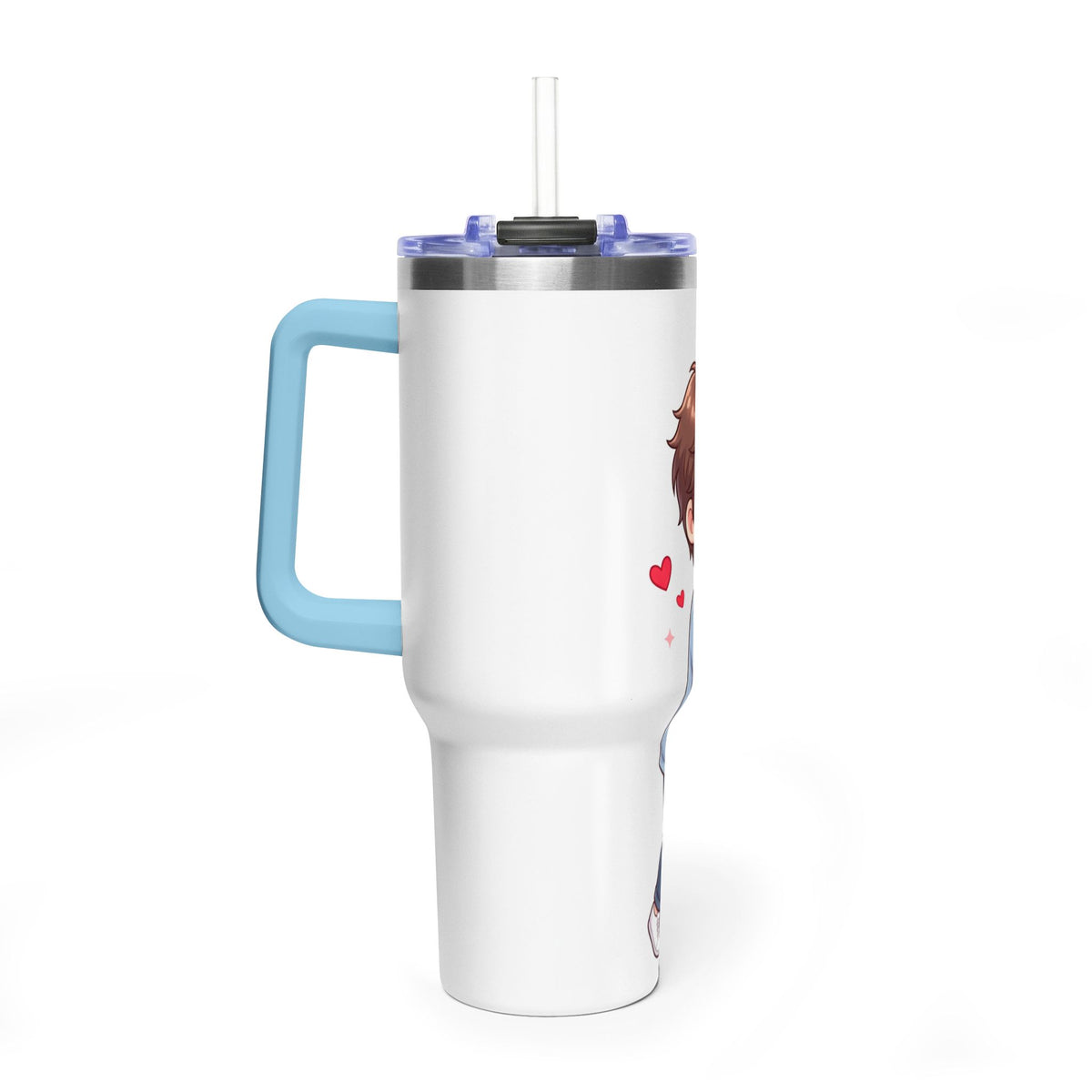 Cute Anime Boy Love Hearts 40oz Travel Tumbler