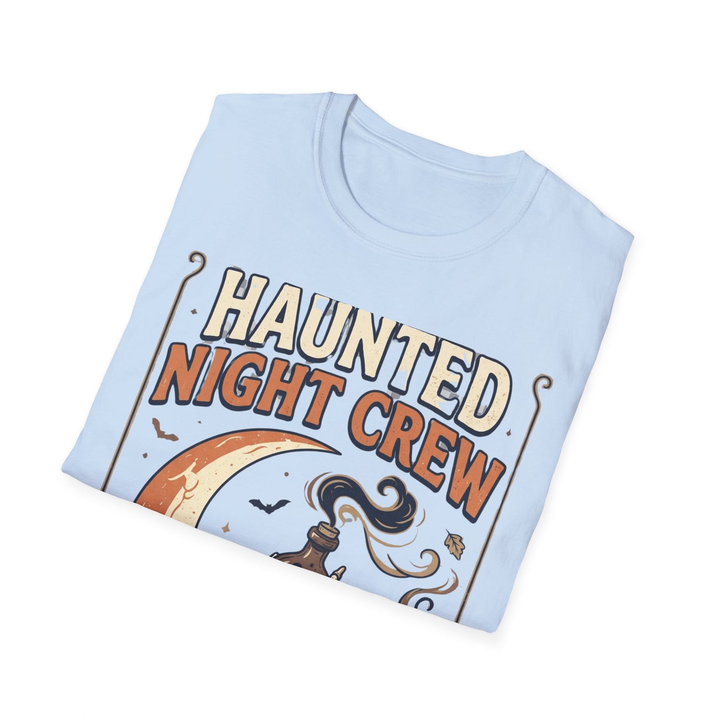 Haunted Night Crew T-Shirt — Retro Halloween Skeleton & Pumpkin Tee