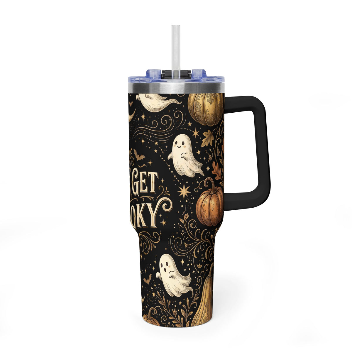 Let’s Get Spooky Halloween Ghosts & Pumpkins 40oz Thermal Tumbler