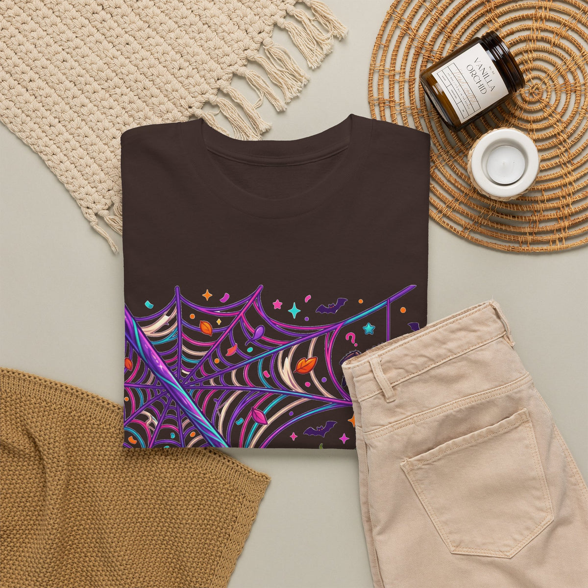 Pumpkin Spider Web Halloween T‑Shirt — Cute Spooky Pumpkin Cartoon Tee
