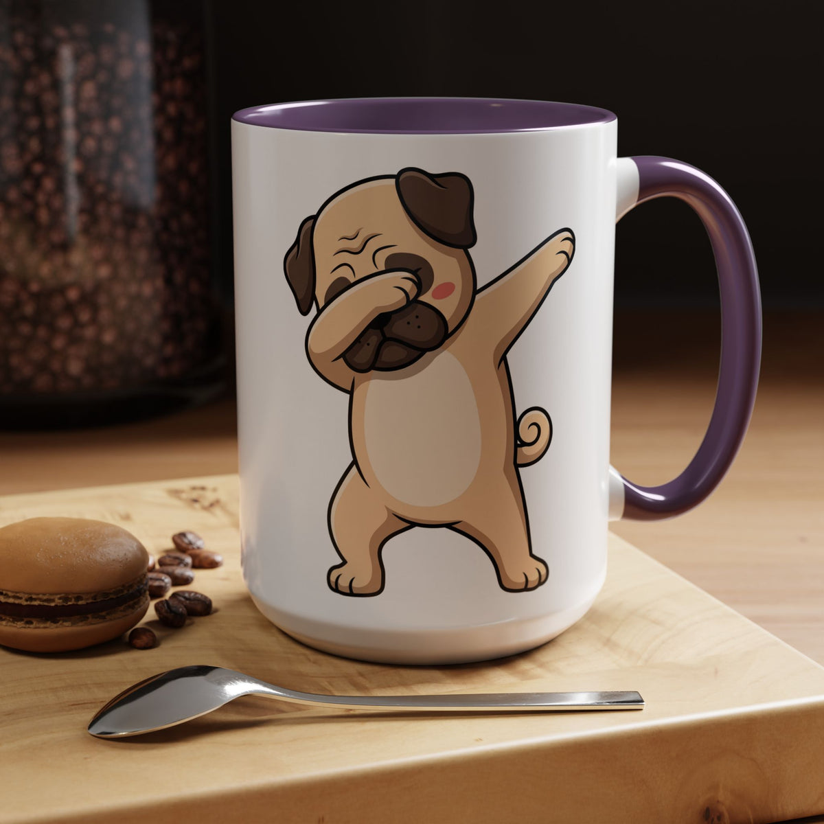Dabbing Pug Coffee Mug — Cute Dog Accent Mug (11/15 oz)