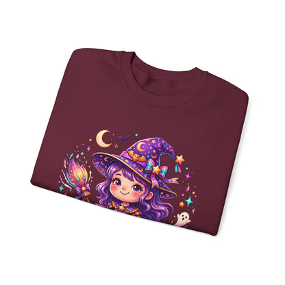 Cute Halloween Witch Sweatshirt — Kawaii Pumpkin Magic Crewneck