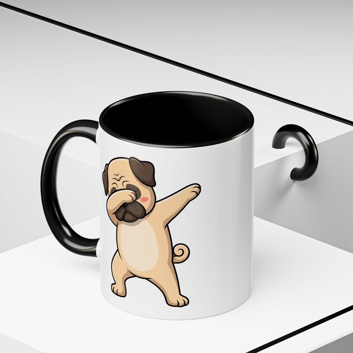 Dabbing Pug Coffee Mug — Cute Dog Accent Mug (11/15 oz)