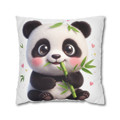 Cute Baby Panda Square Pillowcase — Adorable Bamboo-Eating Plush Decor