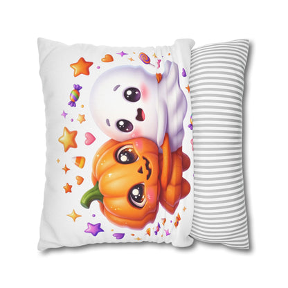 Cute Halloween Pumpkin & Ghost Pillowcase — Spooky Kawaii Decor
