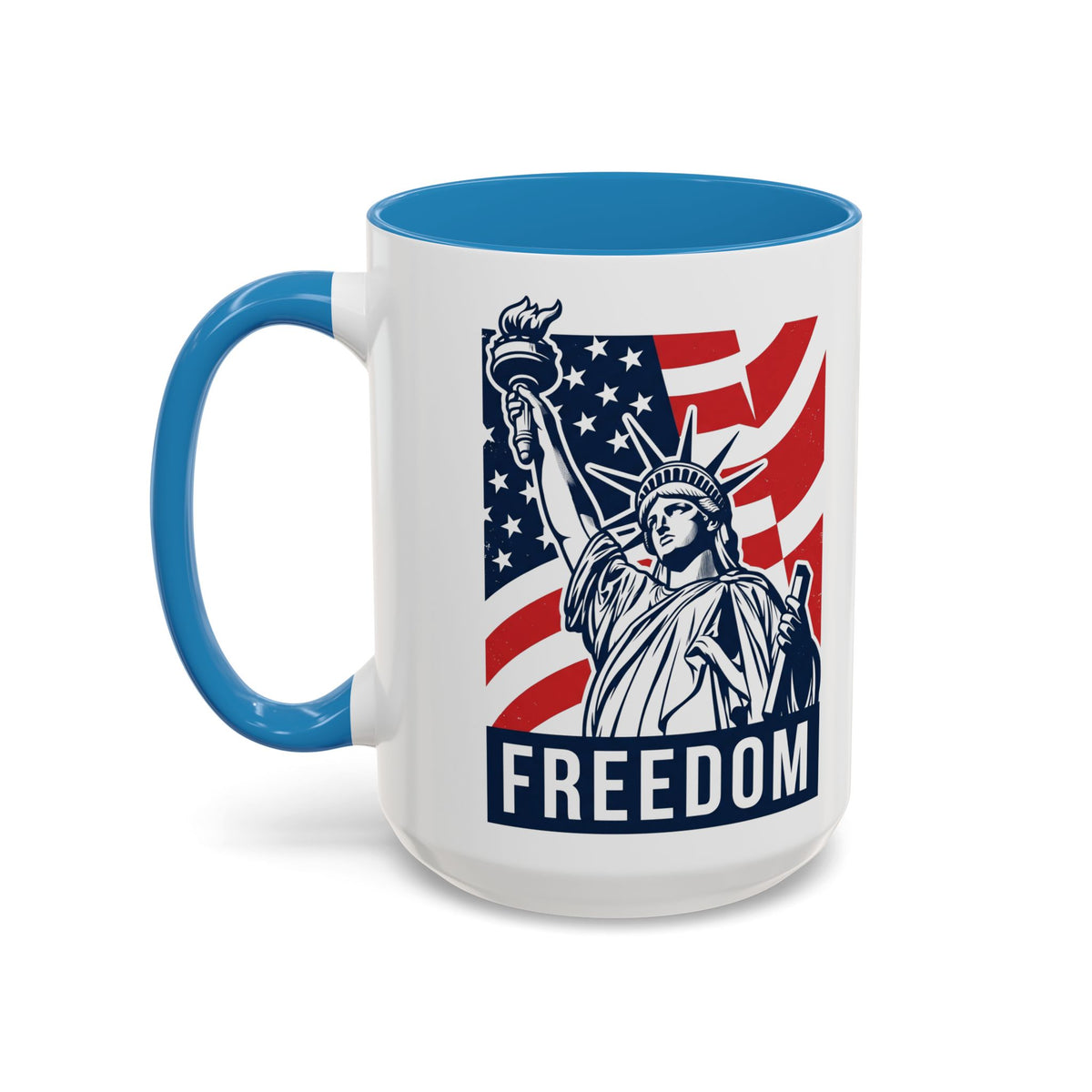 Freedom Statue Accent Coffee Mug — Patriotic Liberty 11/15oz