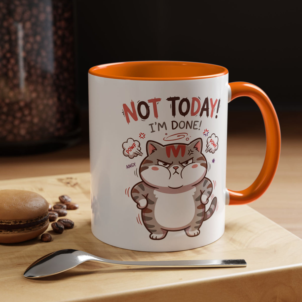 Funny Cat Mug - "Not Today! I'm Done" Accent Coffee Mug (11/15oz)