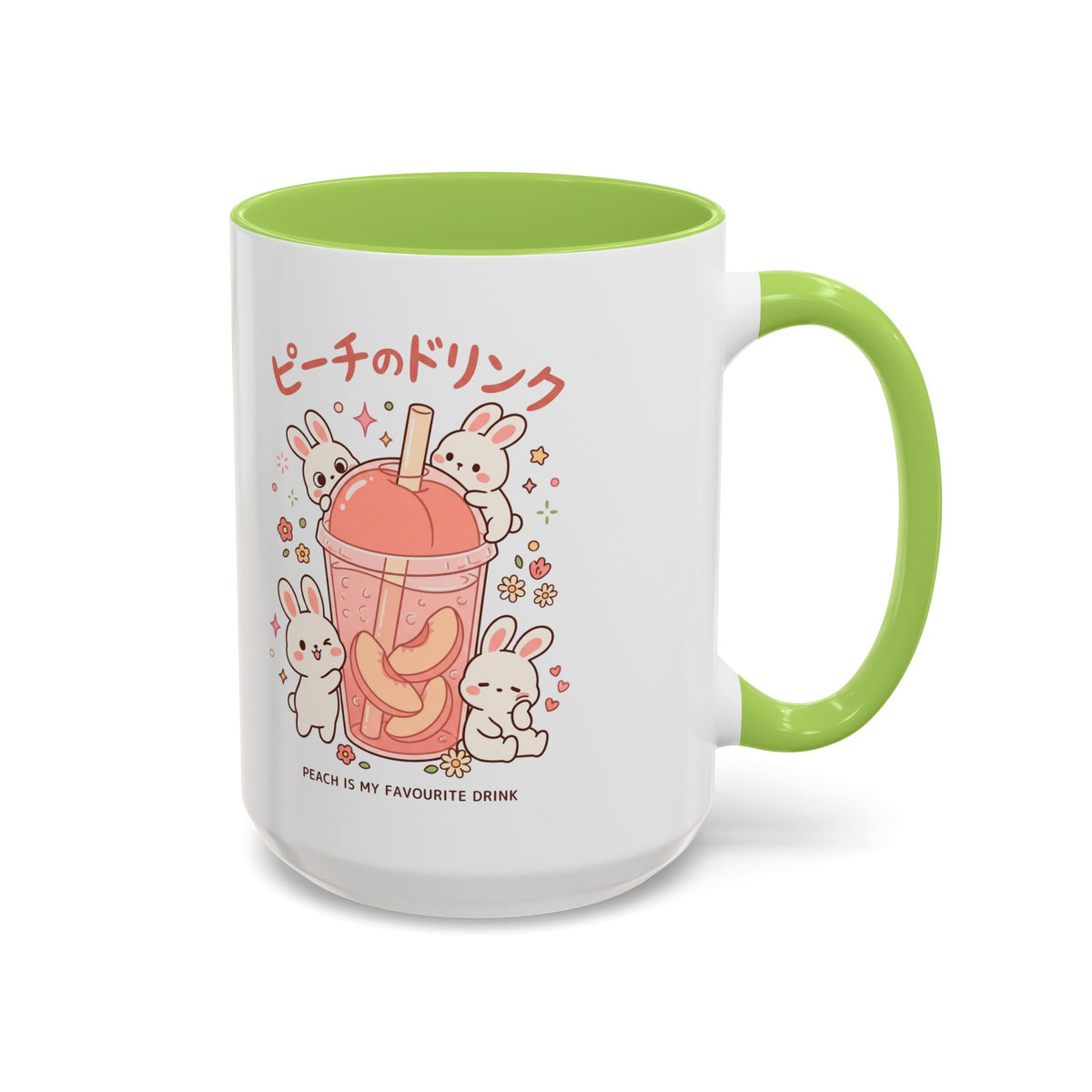 Peach Drink Bunny Mug — Cute Kawaii Coffee Tea Cup (11/15oz)