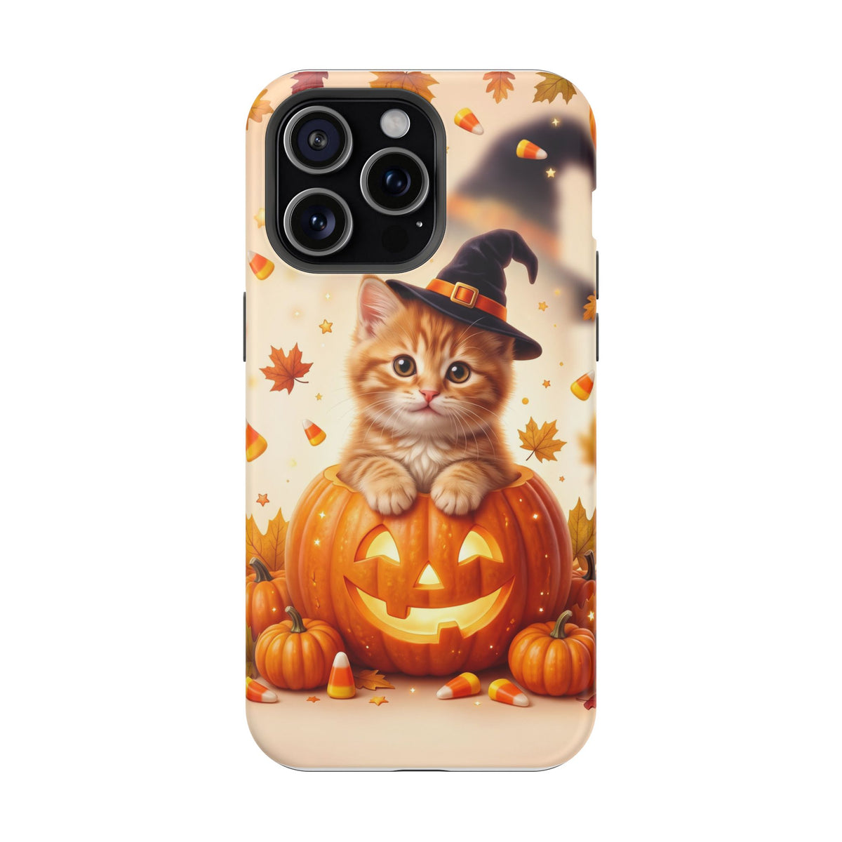 Halloween Kitten Pumpkin Phone Case — Magnetic Impact-Resistant