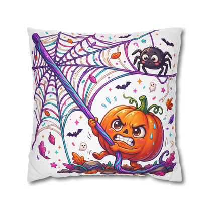 Halloween Pumpkin & Spider Decorative Pillowcase — Cute Spooky Fall Accent
