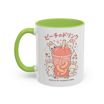 Peach Drink Bunny Mug — Cute Kawaii Coffee Tea Cup (11/15oz)
