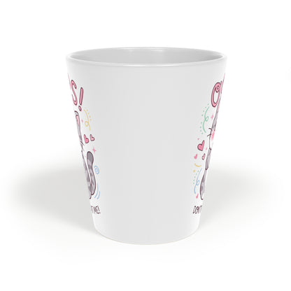 Latte Mug — Cute Kawaii Cat 'Oops! Don't Look' 12oz Ceramic Coffee Cup