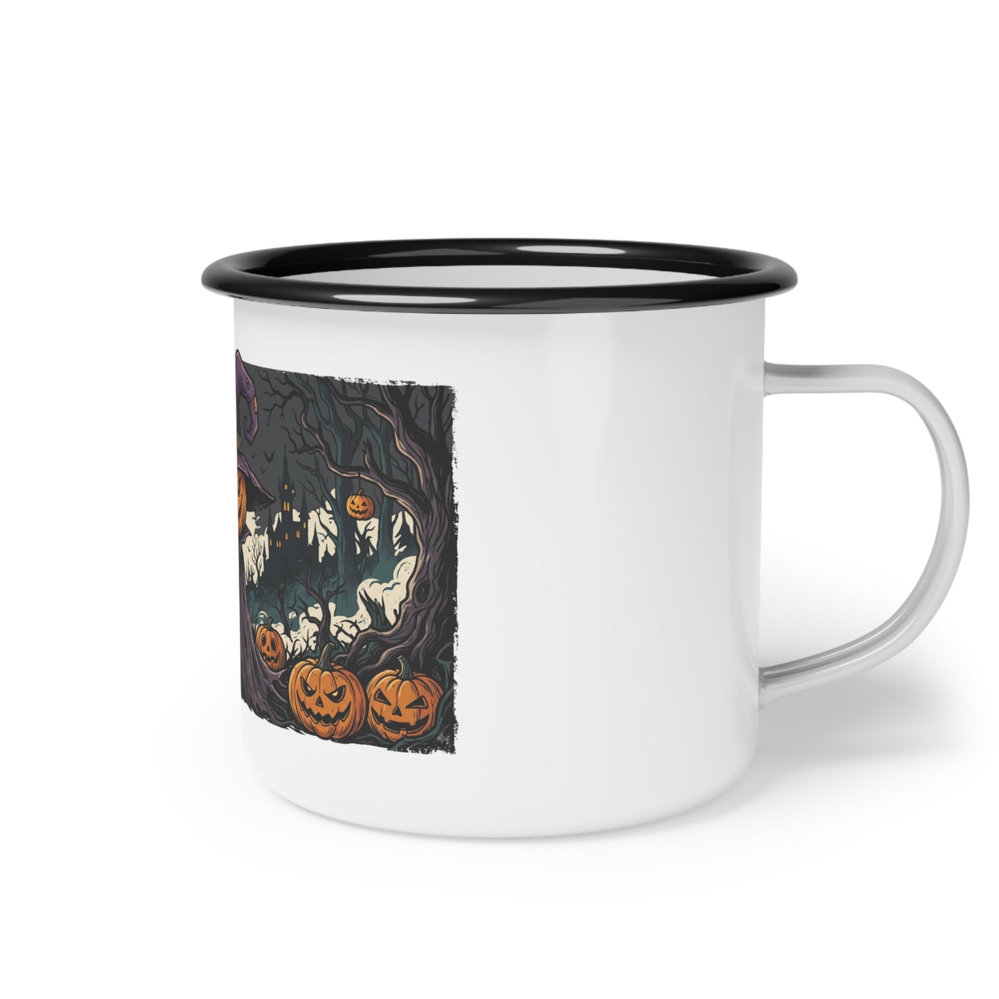 Halloween Pumpkin Witch Enamel Camp Cup