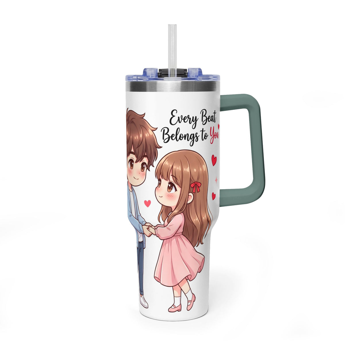 Cute Anime Boy Love Hearts 40oz Travel Tumbler